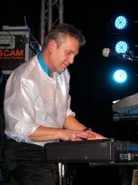 Eddy Spence on keyboards with The Glitter Band